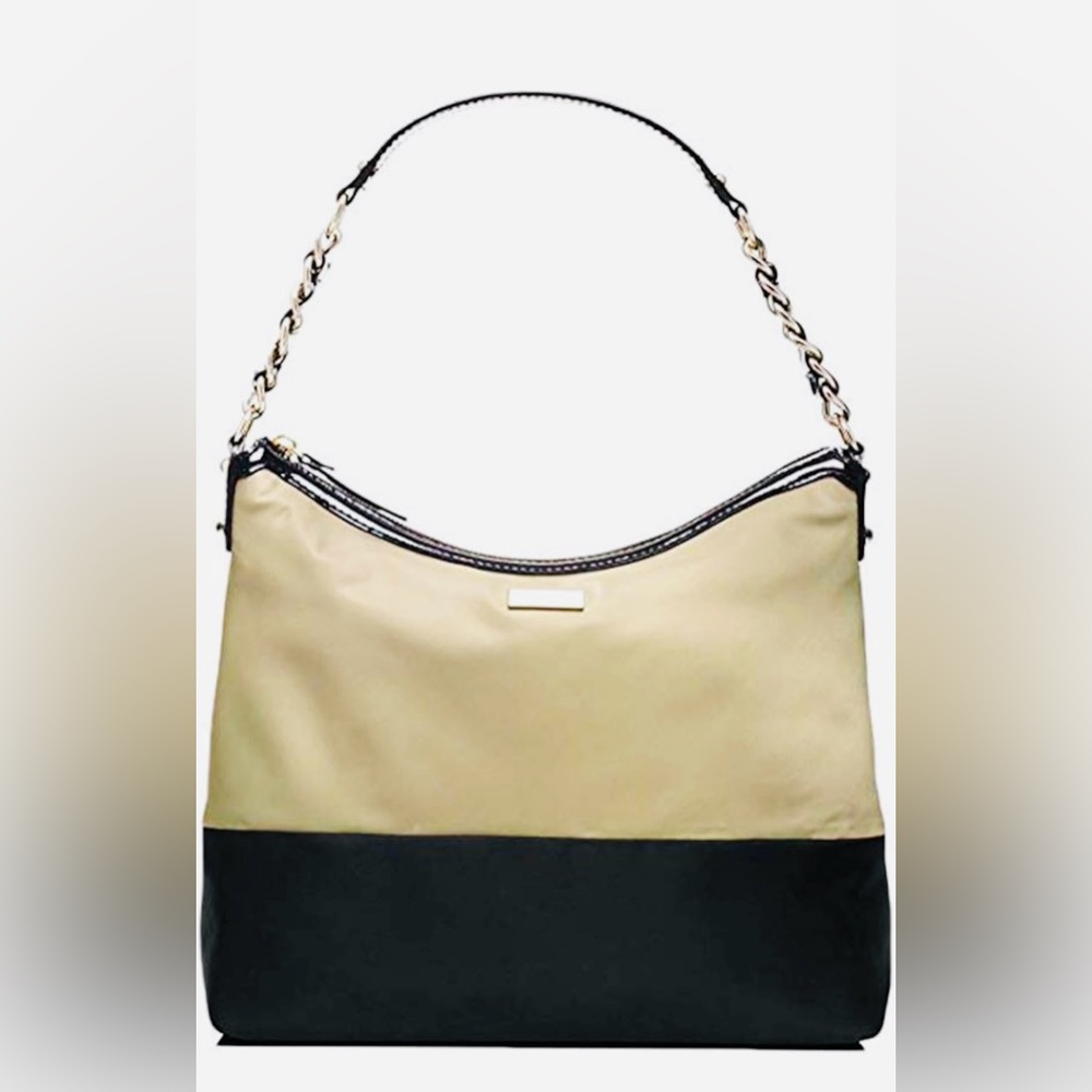 Kate Spade New York Women’s Hobo shoulder Bag Nylon 2 Tone Color Black Cream